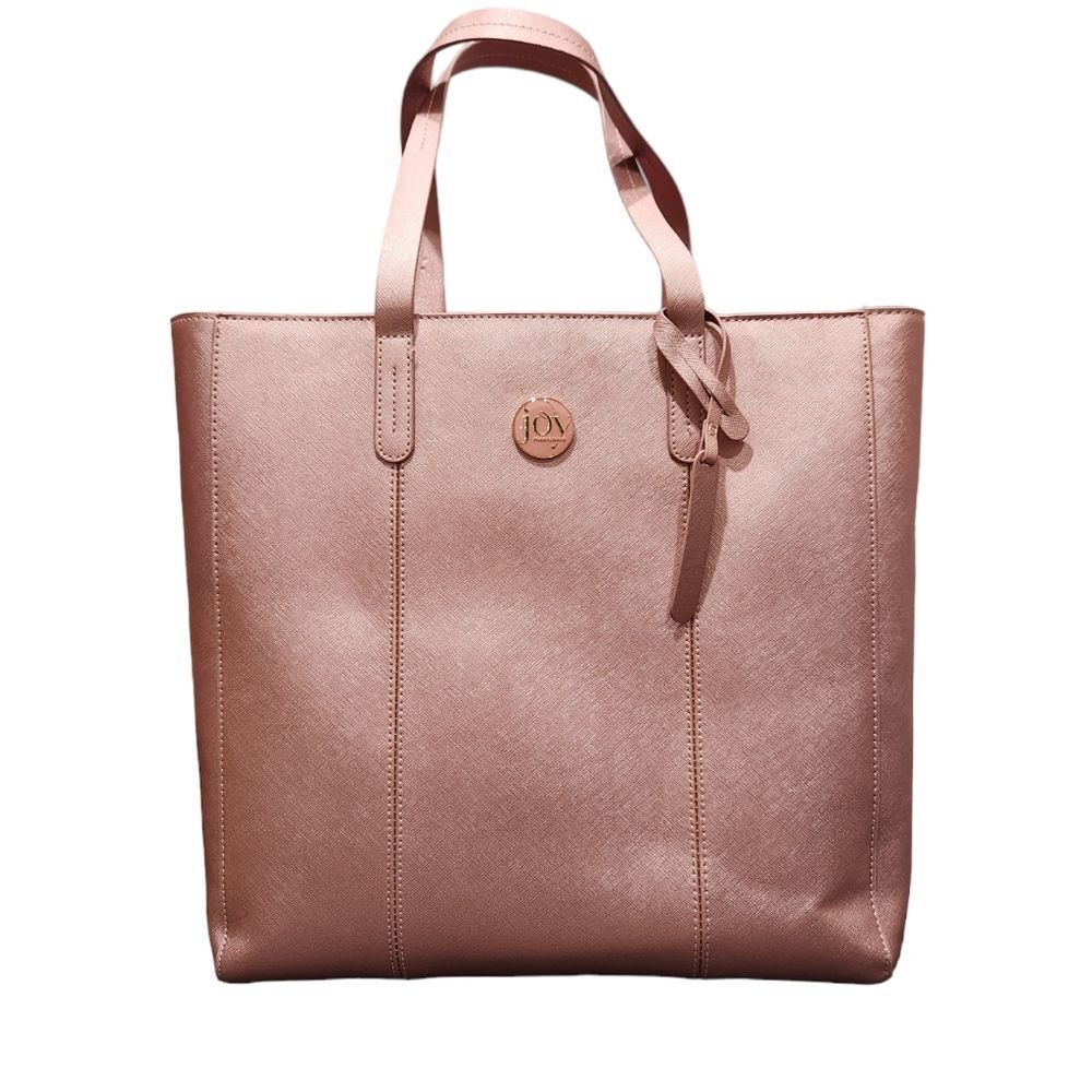 Joy Mangano Travel Collection Leather Travel Tote Rose Pink Like NEW